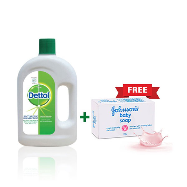 Dettol Liquid Antiseptic Disinfectant (750 ml) Free Johnson Baby Soap (150 gm)